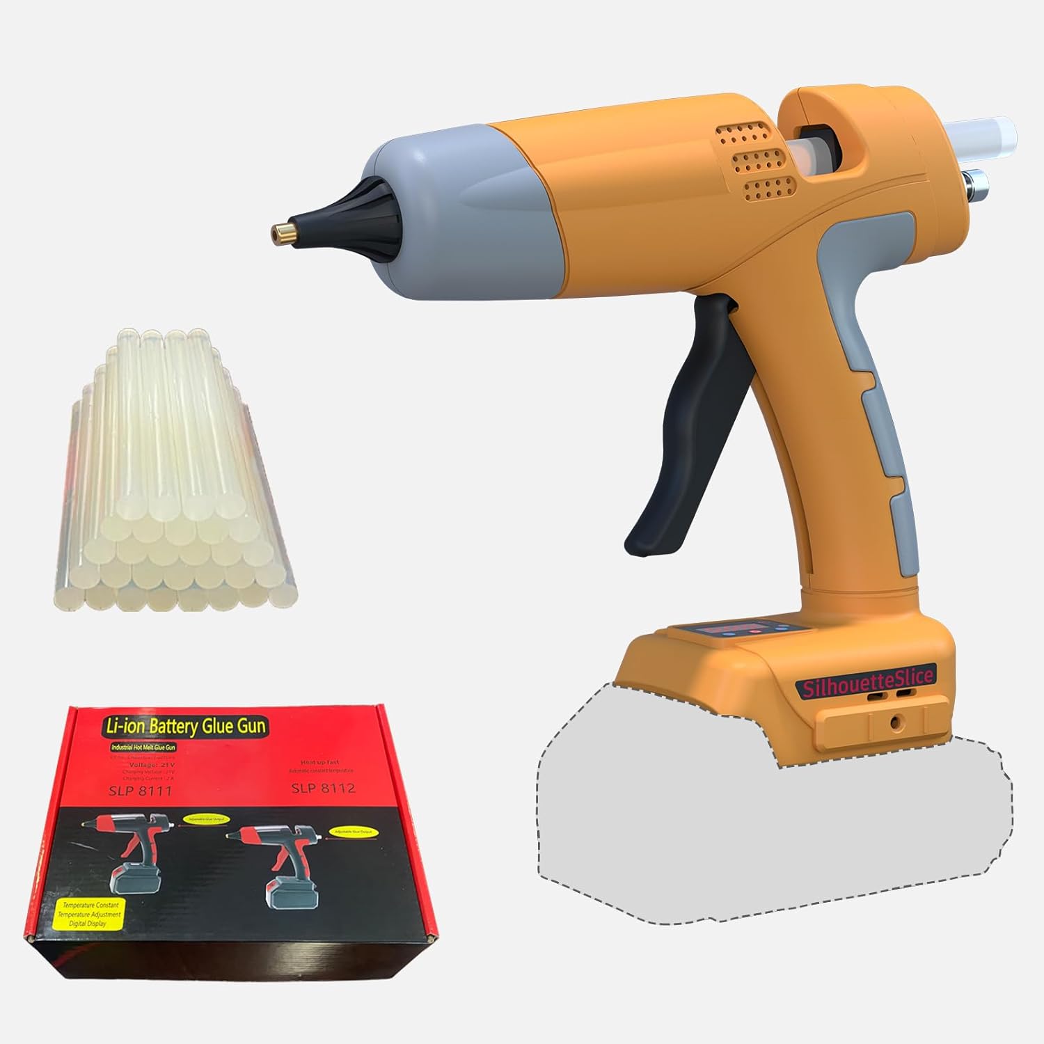 Cordless Hot Glue Gun with LED Digital Display and Adjustable Temperature No-Drip Precision Design Tool for DIY Crafts Home Repair Industrial Projects 100W Rapid Heat-Up