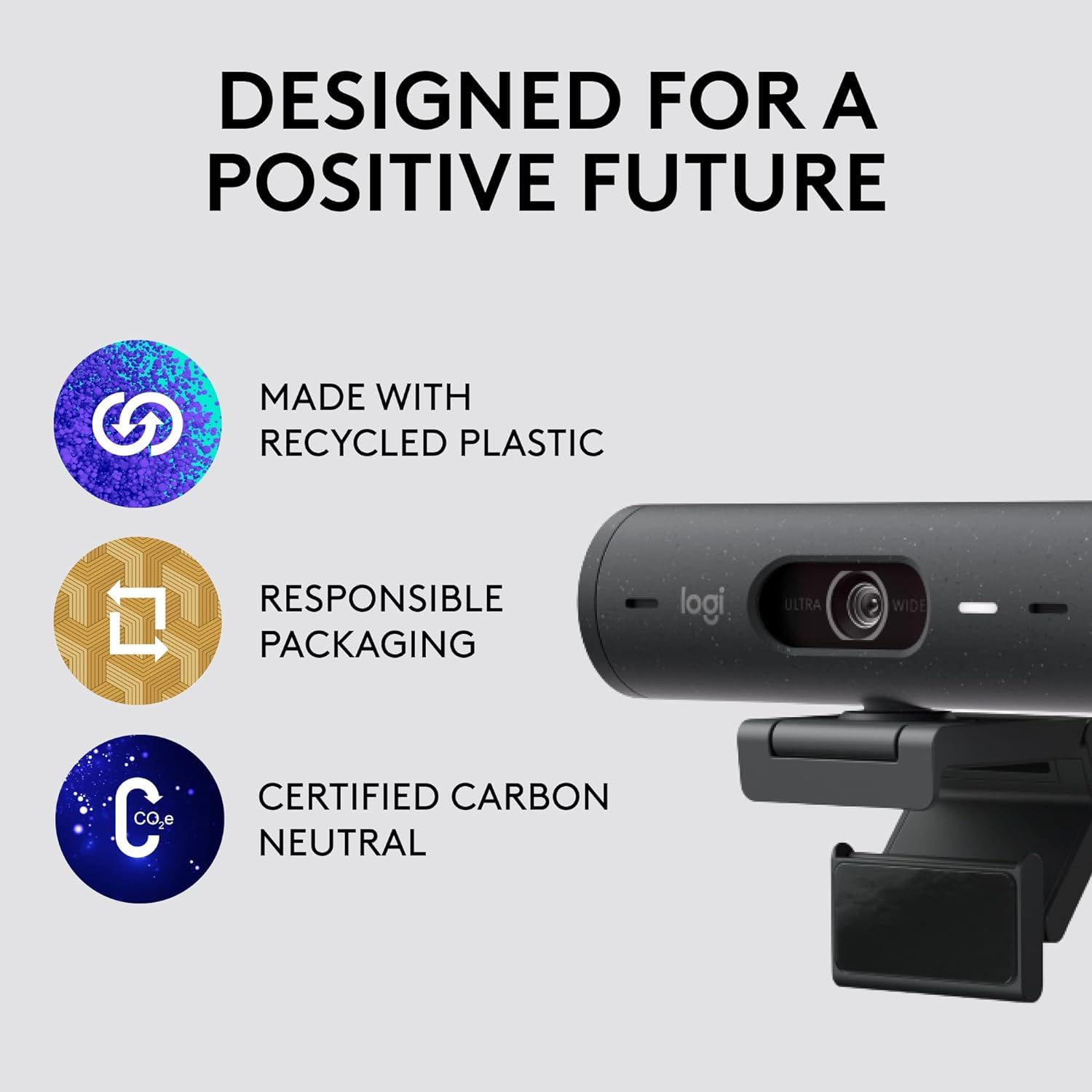 Logitech Brio 500 Full HD Webcam mit automatischer Lichtkorrektur, Show-Modus, Dual-Rauschunterdrückungs-Mikrofon, Graphit
