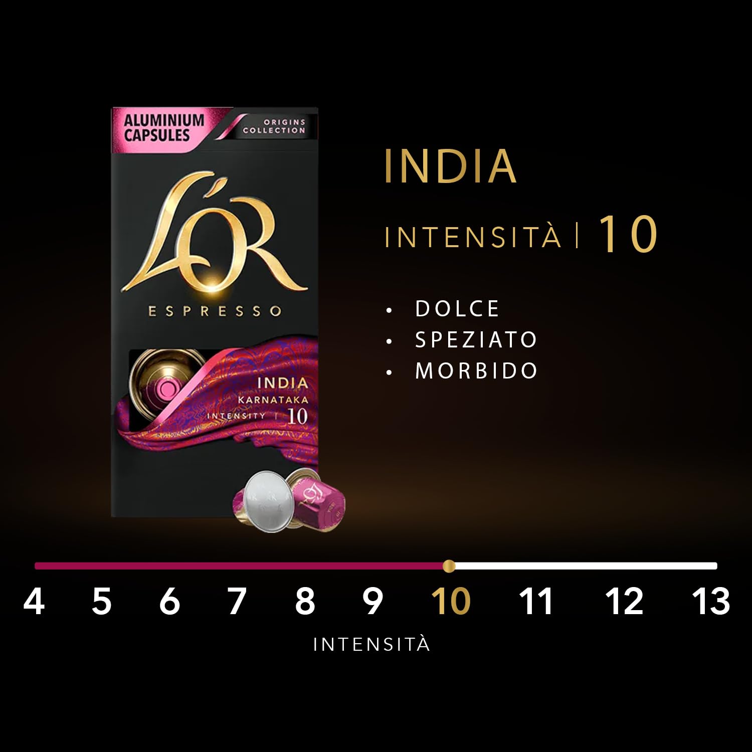 L'OR - Espresso - Kolekcja Origines - 100 kapsułek kawy kompatybilnych z Nespresso* - Zestaw 5 odmian - Intensywność 7 do 10 - Zestaw 10 x 10
