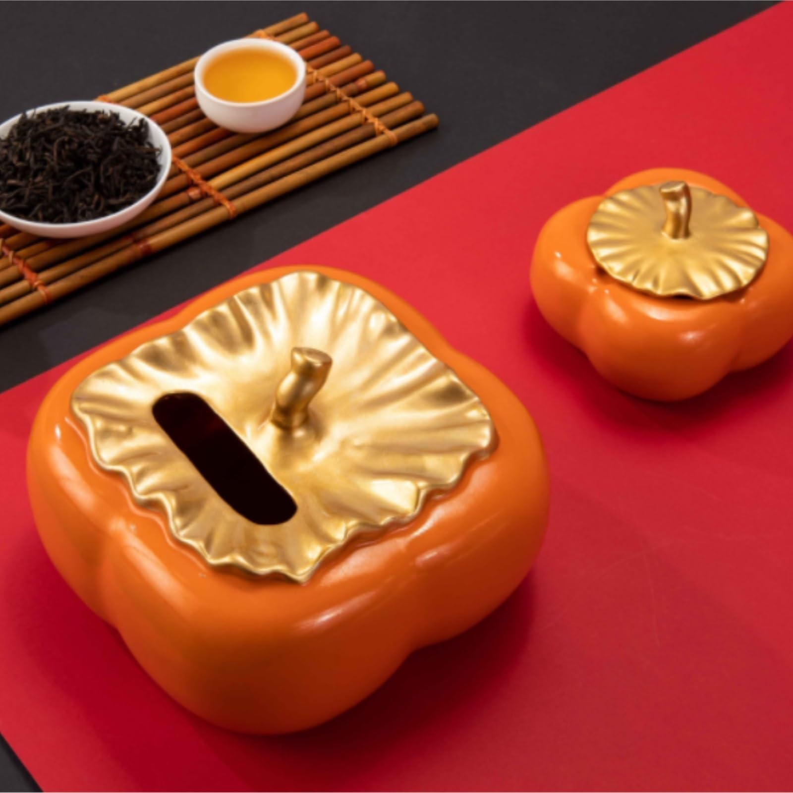 Pudełko na Chusteczki Nawilżane, Ceramiczne Pudełko Na Chusteczki Persimmon Nowoczesny Pojemnik Do Przechowywania Stół Salonu Dekoracja Stolika Kawowego Sypialni i Salonu