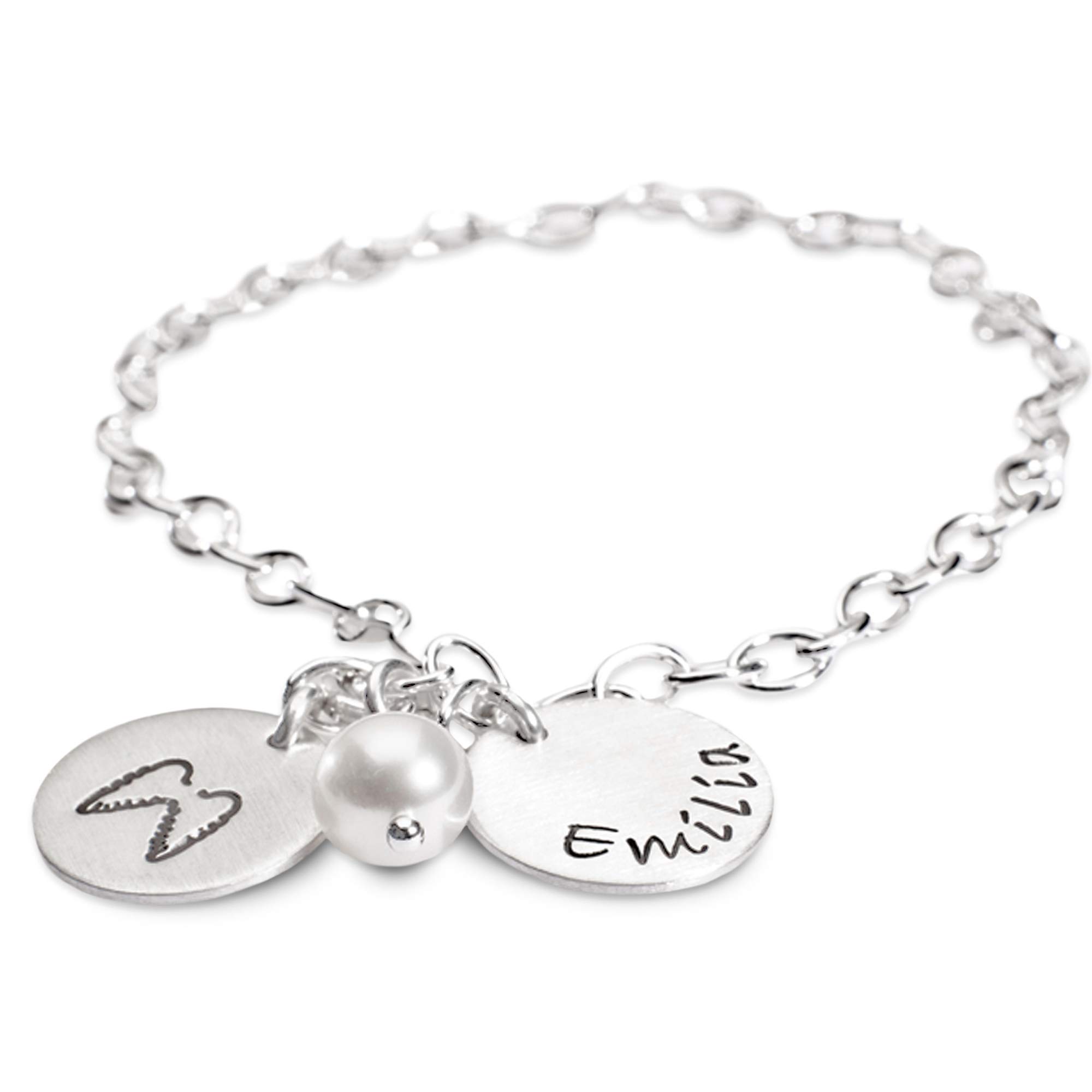 Armband mit Gravur BESCHÜTZT 925 Sterling Silber, Namensarmband, Flügel