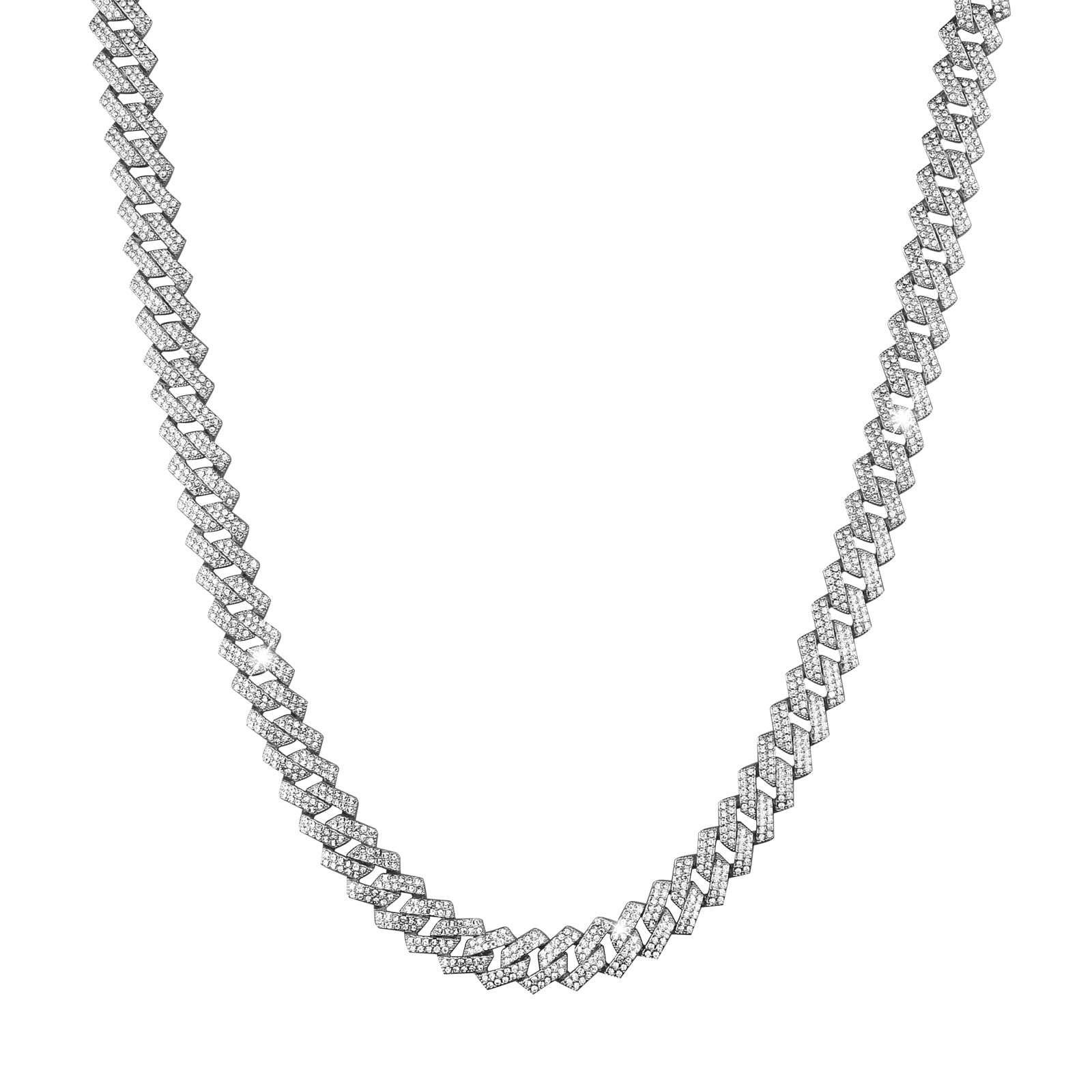 15mm Heavy Cuban Link Chain for Men Silver Gold Iced Out Miami Cuban Necklace Bling Rhinestone Hip Hop Jewelry 20In/24In