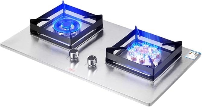 Stainless Steel Gas Stove 2 Burners 4.8/5.2KW Accidental Flameout Protection Device for Home Kitchen CampingLPG