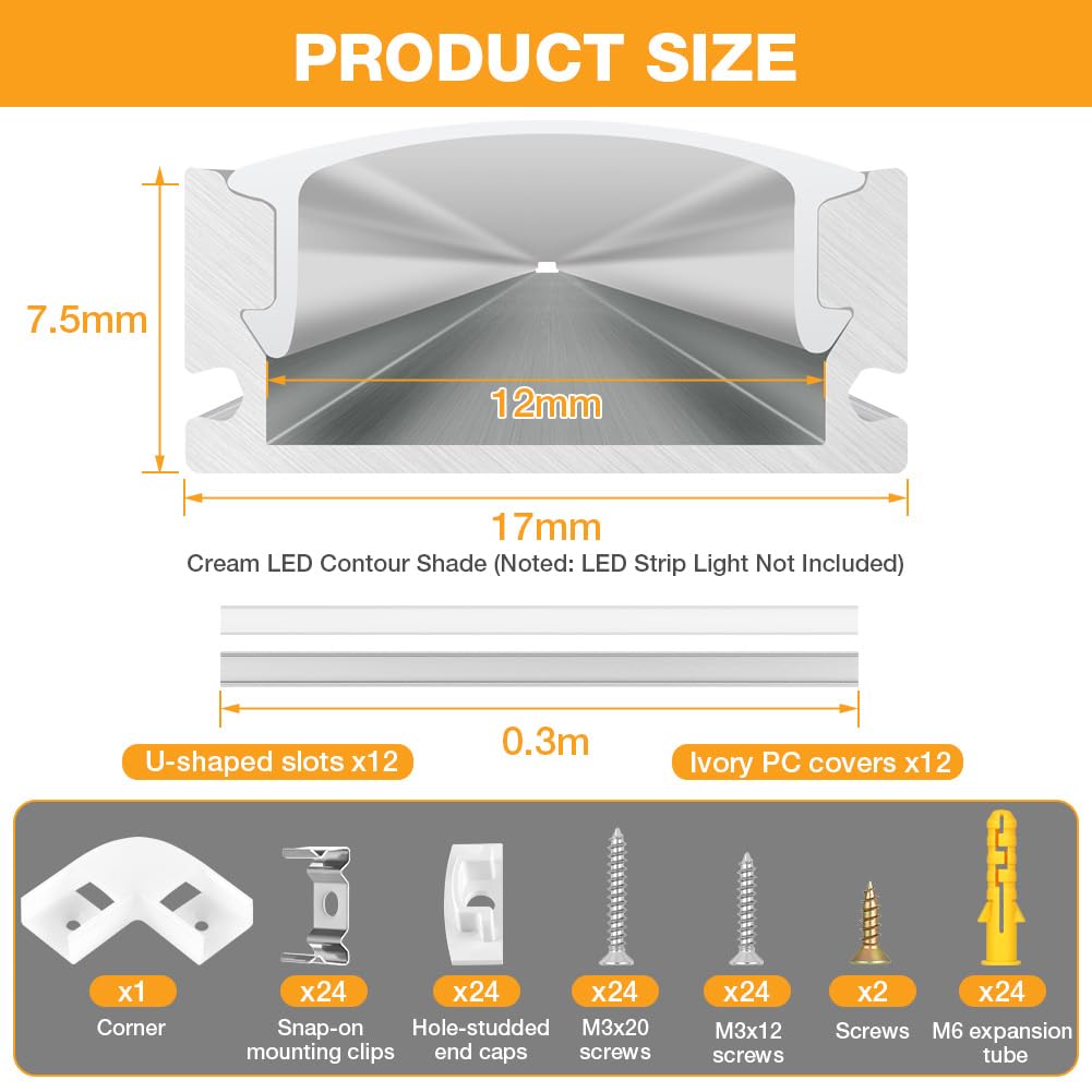 flintronic Led Aluminum Profile, 3.6M/11.8FT U-Shape Led Aluminum Channel, LED Channels and Diffusers with Milky White Cover - Image 2