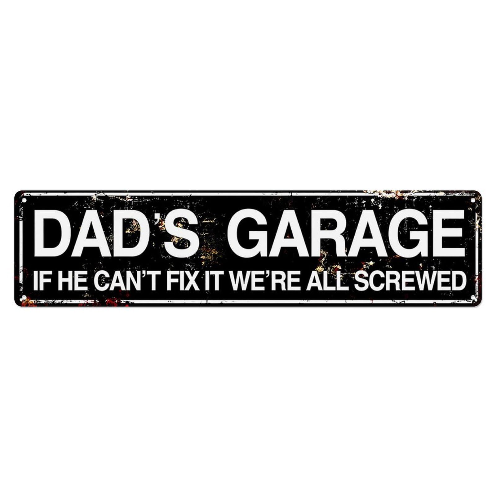 Funny Rustic Dad's Garage Long Garage Wall Metal Sign Vintage Aluminium Metal Sign, Retro Wall Decor for Home, Bar, Garage & Farmhouse 10 * 40cm