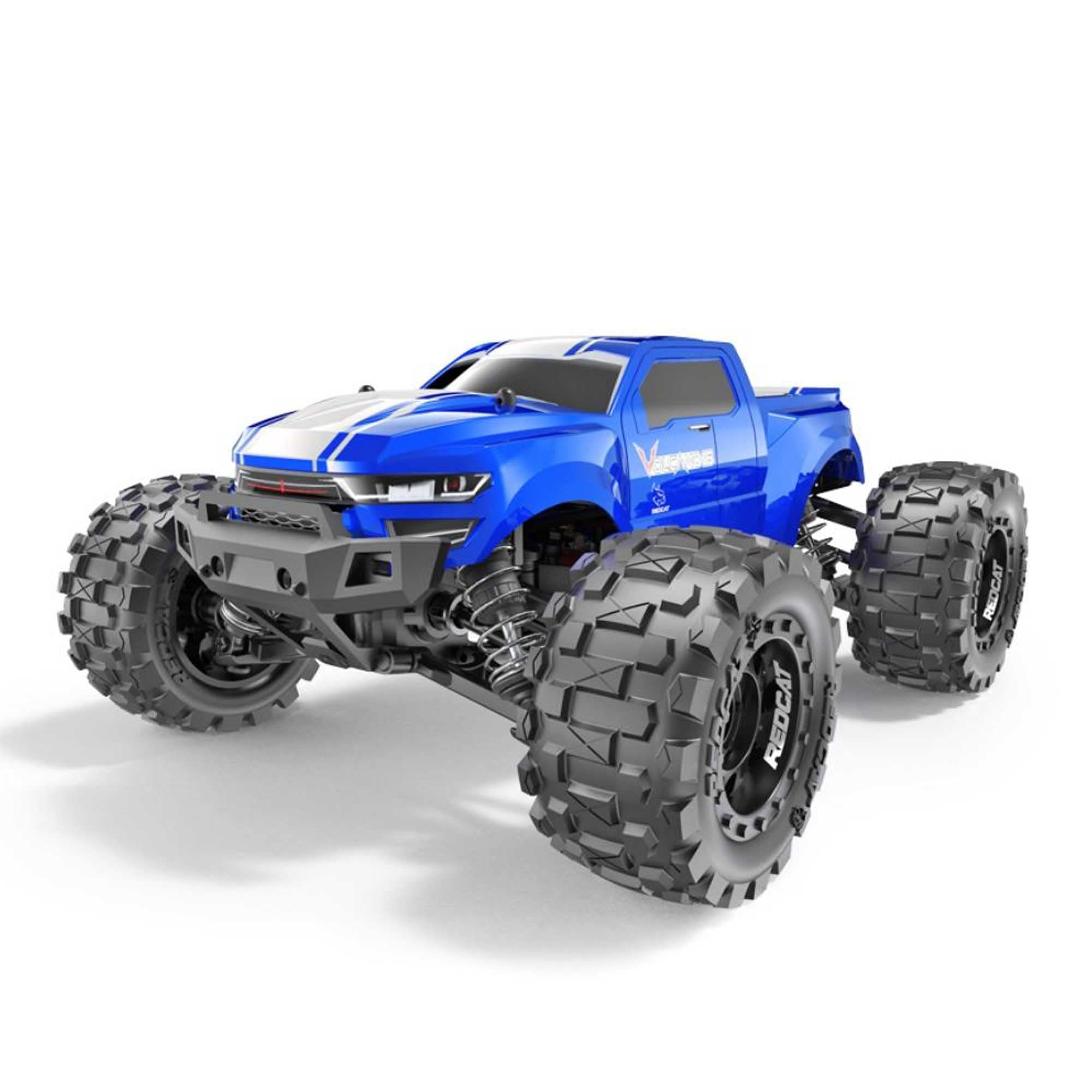 Volcano 16 1/16 Scale RC Monster Truck β Electric Remote Control Car with 4WD, LED Lights, 2.4GHz Radio, 2 Rechargeable Li-Ion Batteries & Charger - Blue