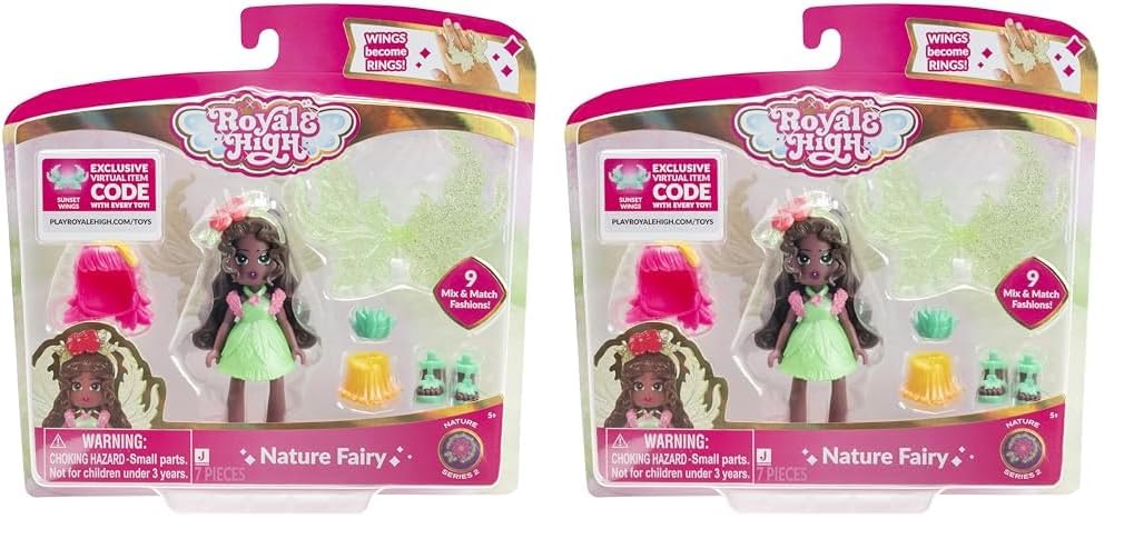 Royale High 3โ Nature Fairy Fashion Doll - 1 Figure with 9 Fashion Accessories - Virtual Item Code Included - Series 2 - Ages 5+ (Pack of 2)