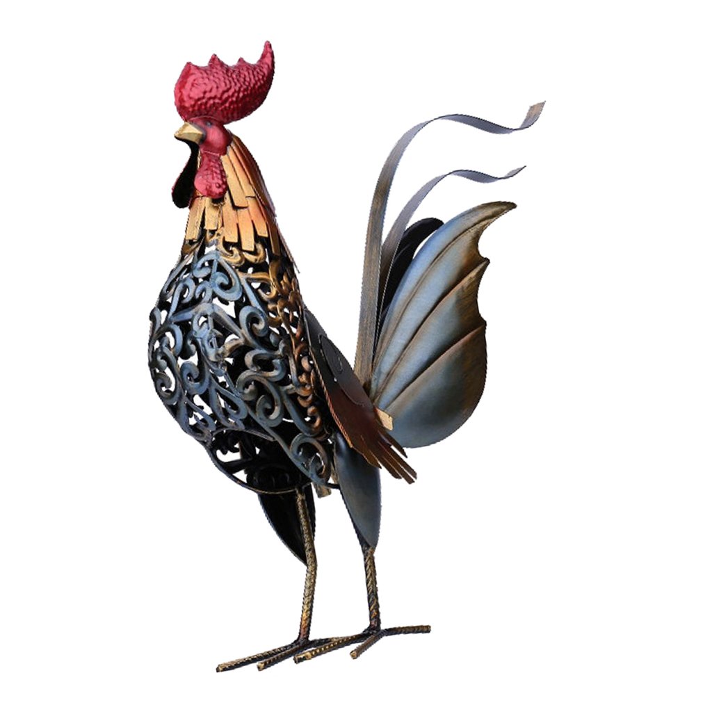PETSOLA Metal Cockerel Garden Ornament Animal Patio Ornaments Indoor Outdoor Gift