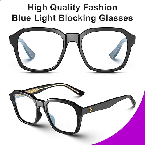 Miniatura 4 de VISOONE BENNETT - Gafas cuadradas de gran tamaño con bloqueo de luz azul para computadora para mujeres y hombres