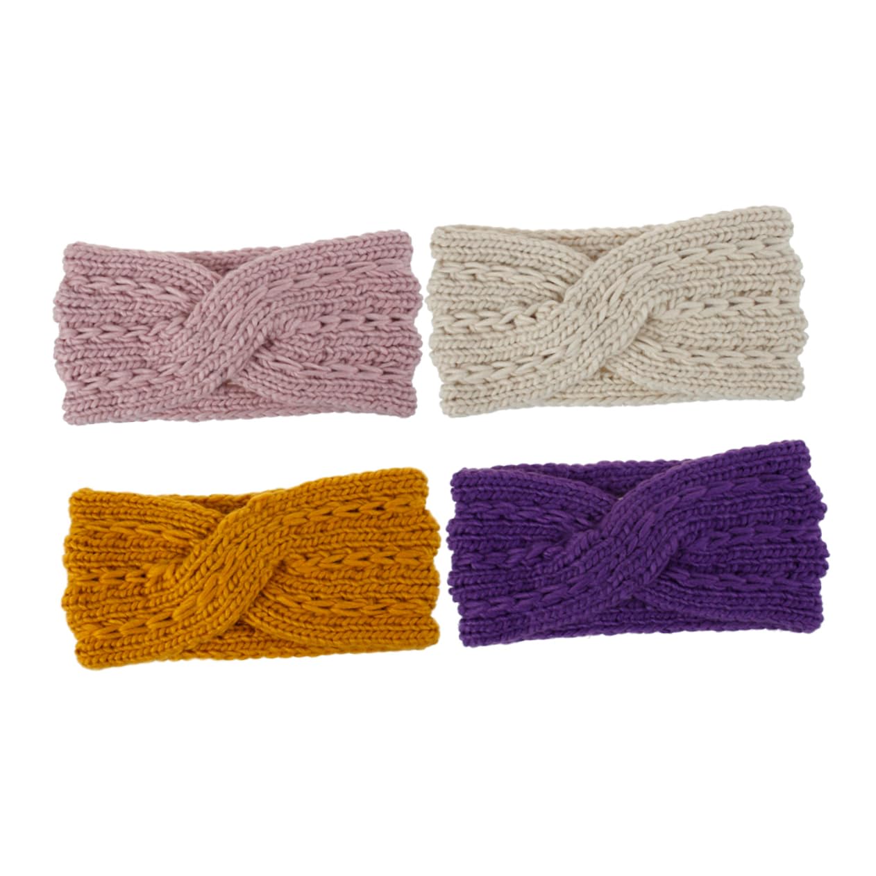 VALICLUD Warm Wool Yarn Headband 4pcs Knitted Cross Hair Band Fashionable Handmade Accessory for