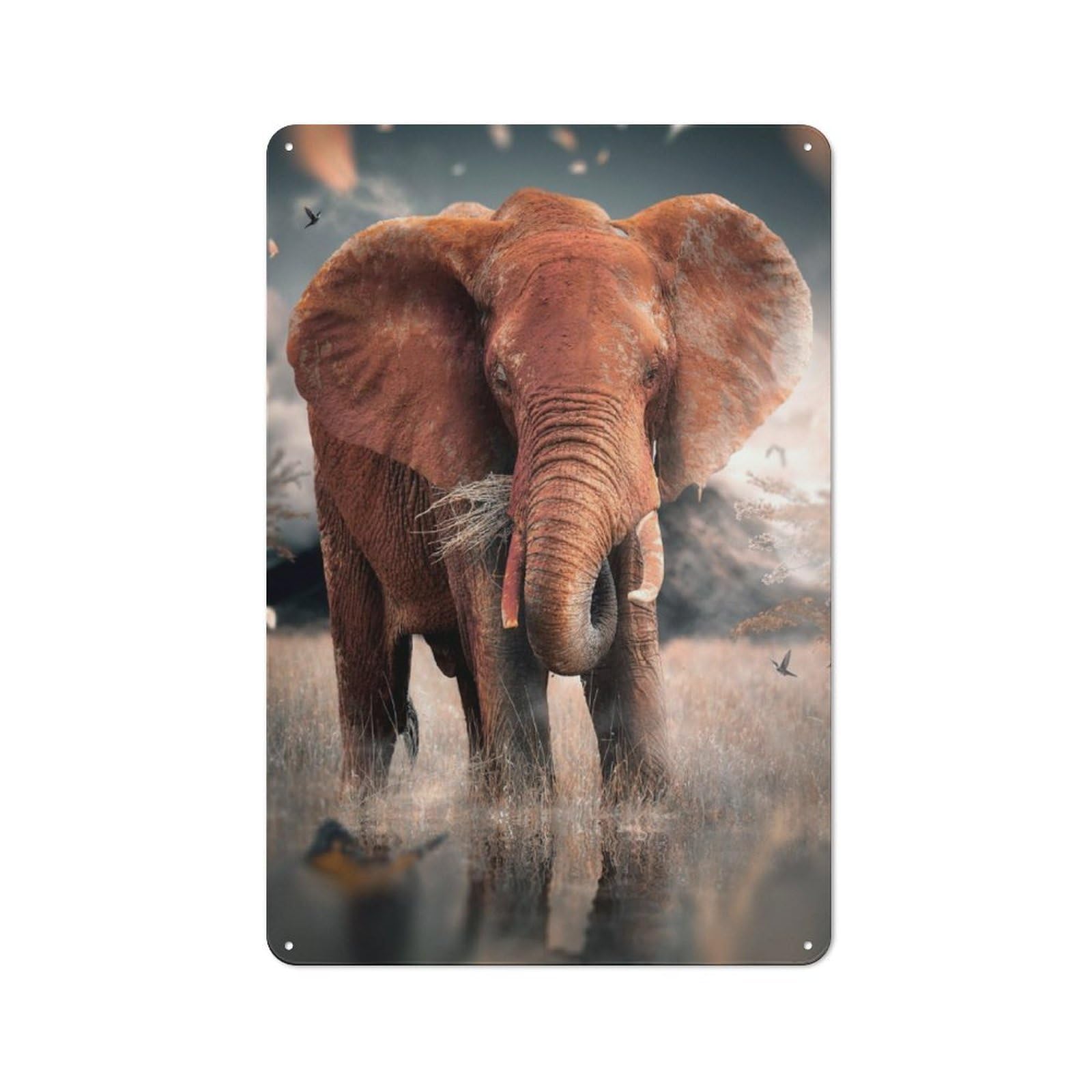 Junmoney The Lonely Elephant Clean Industrial Decorative Metal Plaque 30X20cm, Loft Wall Plaque For Modern Home, Workshop, Office Or Cafe