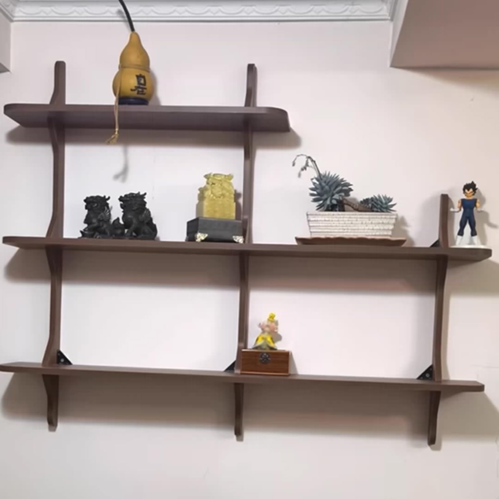 Wandregal Holz 3-Stöckiges Bücherregal Wand (Walnussfarbe, 120cm)