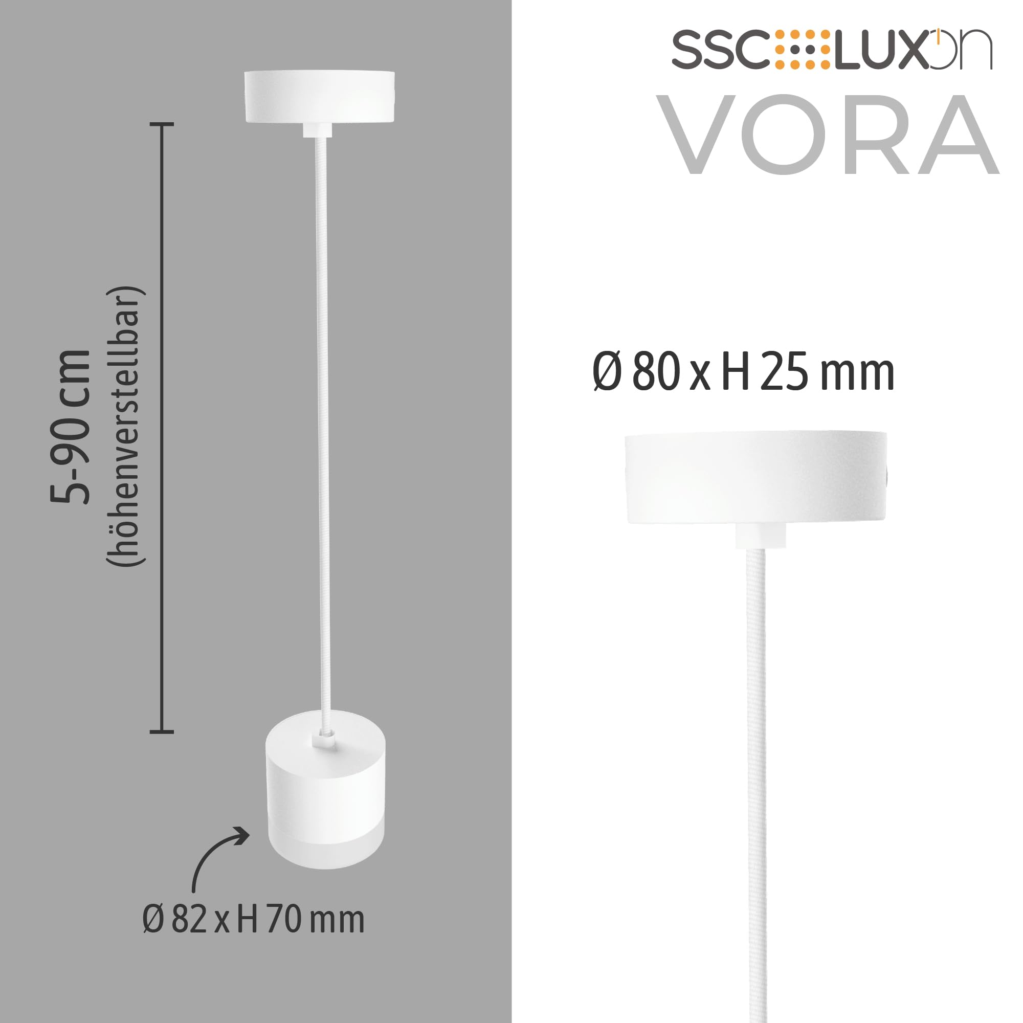 SSC-LUXon VORA Pendelleuchte 2er Set weiß GX53 3 Lichtfarben Leuchtring LED