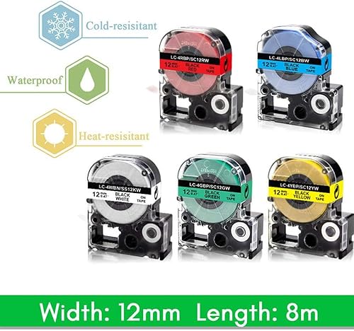 Miniatura 2 de Adhesive Tape 3PK 12mm SD12KW White On Black Compatible with King Kim Label Makers