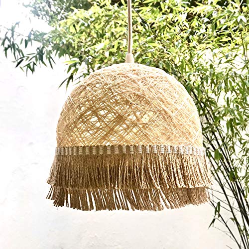 Lámparas de Flecos Estilo Boho, Lámpara de Techo con Flecos de Yute, Lámpara Bohemia para salón, Lámpara Colgante de Estilo Moderno, Iluminación con Flecos - FRINGES