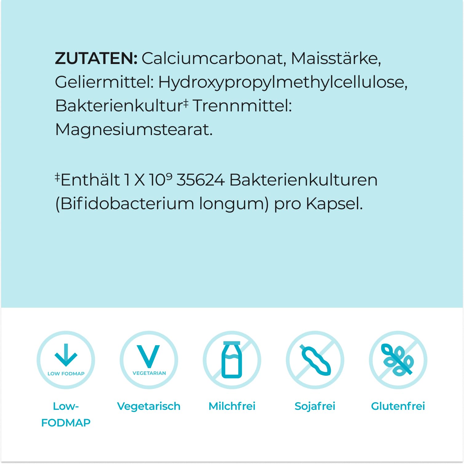 Alflorex Probiotikum für Darmgesundheit & Darmflora - Bifidobacterium longum 35624 (klinisch geprüft) + Calcium - 30 vegane Kapseln - 1x täglich - keine Kühlung nötig