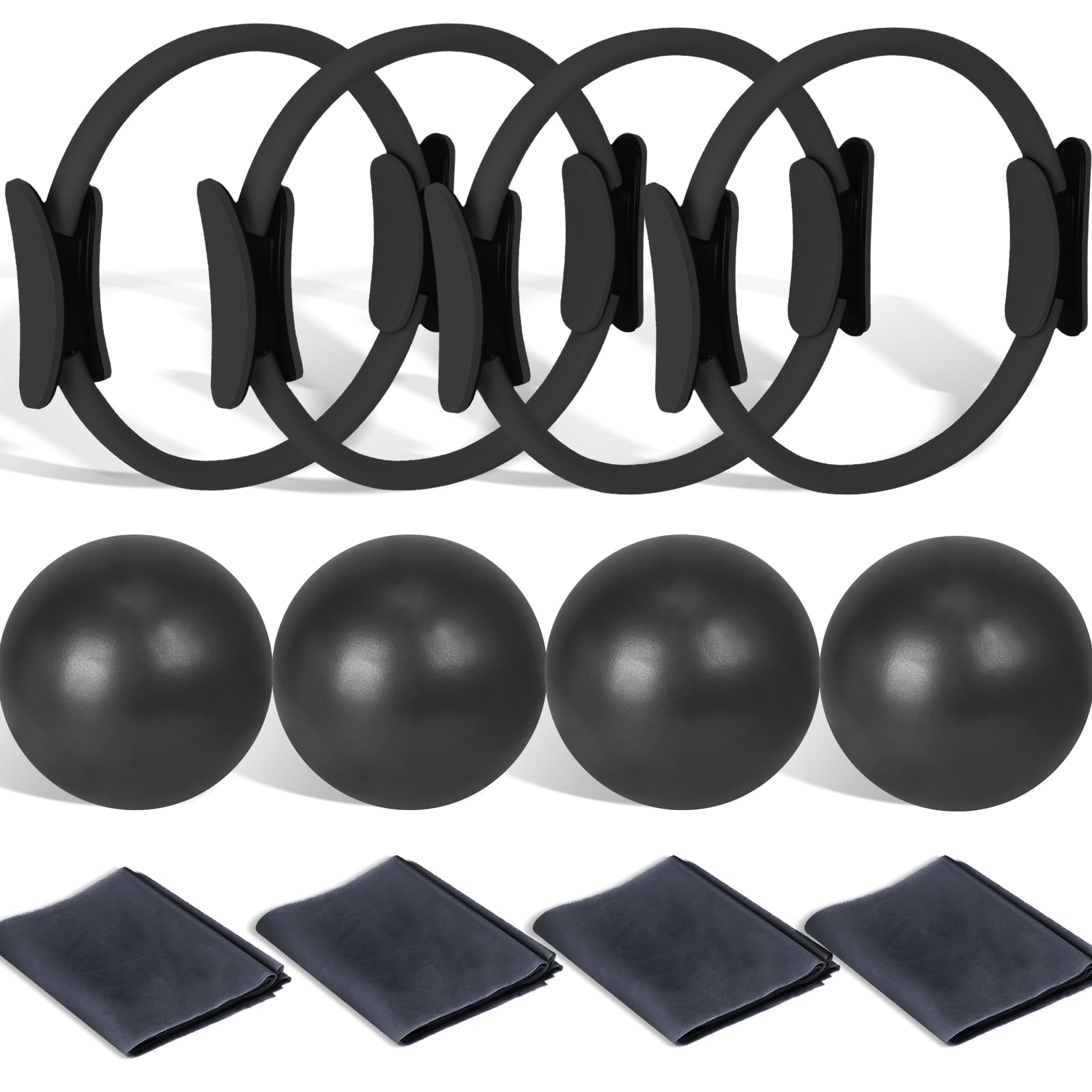 Pilates Ring and Ball Set Bulk, Pilates Equipment with 12 Inch Pilates Circle Rings, Small Yoga Balls, Resistance Bands, Pilate Essential Kit Bulk for Home Workouts Women, Pilates & Yoga Studio