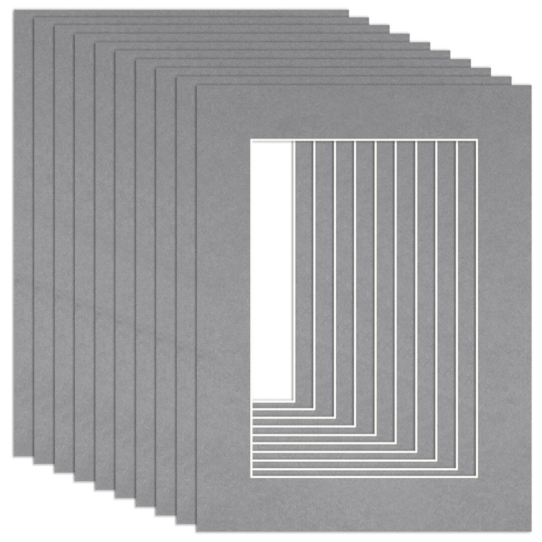 Procut Global 16x12" Silver Picture Mounts to Fit 12x8" Aperture - Precision Cut Cardboard Photo Mount - Ideal for Frames, Prints, Artwork & Certificates - Sizes & Colours Available - 10 Pack โ image 1