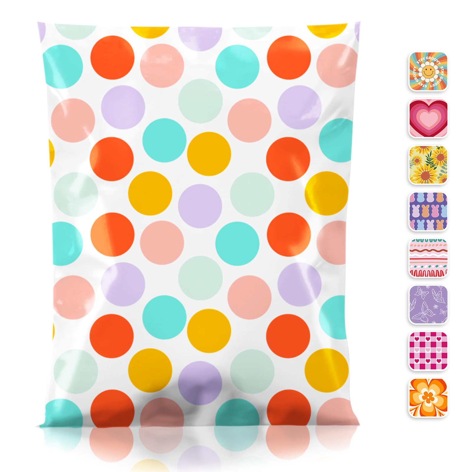 Metronic Poly Mailers 10x13 Inch 50pc Colorful Polka Dots, Small Self Seal Shipping Bags Envelopes, Cute Mailers Poly Bags for Small Business Shipping