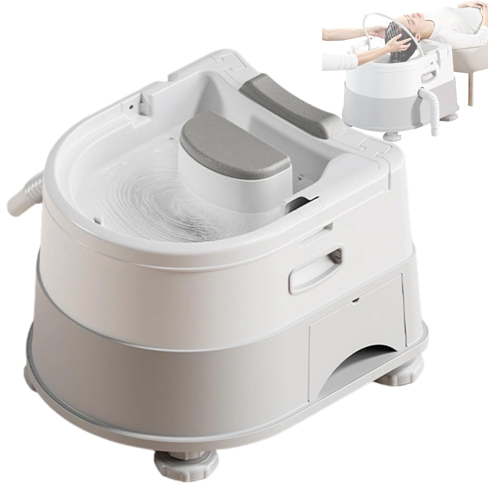GwlThixion Head Spa Shampoo Basin, Portable Head Spa Attachment for Shampoo Bowl, Constant Temperature Water Circulation and Warm Steam for Scalp Care Gray-Package1