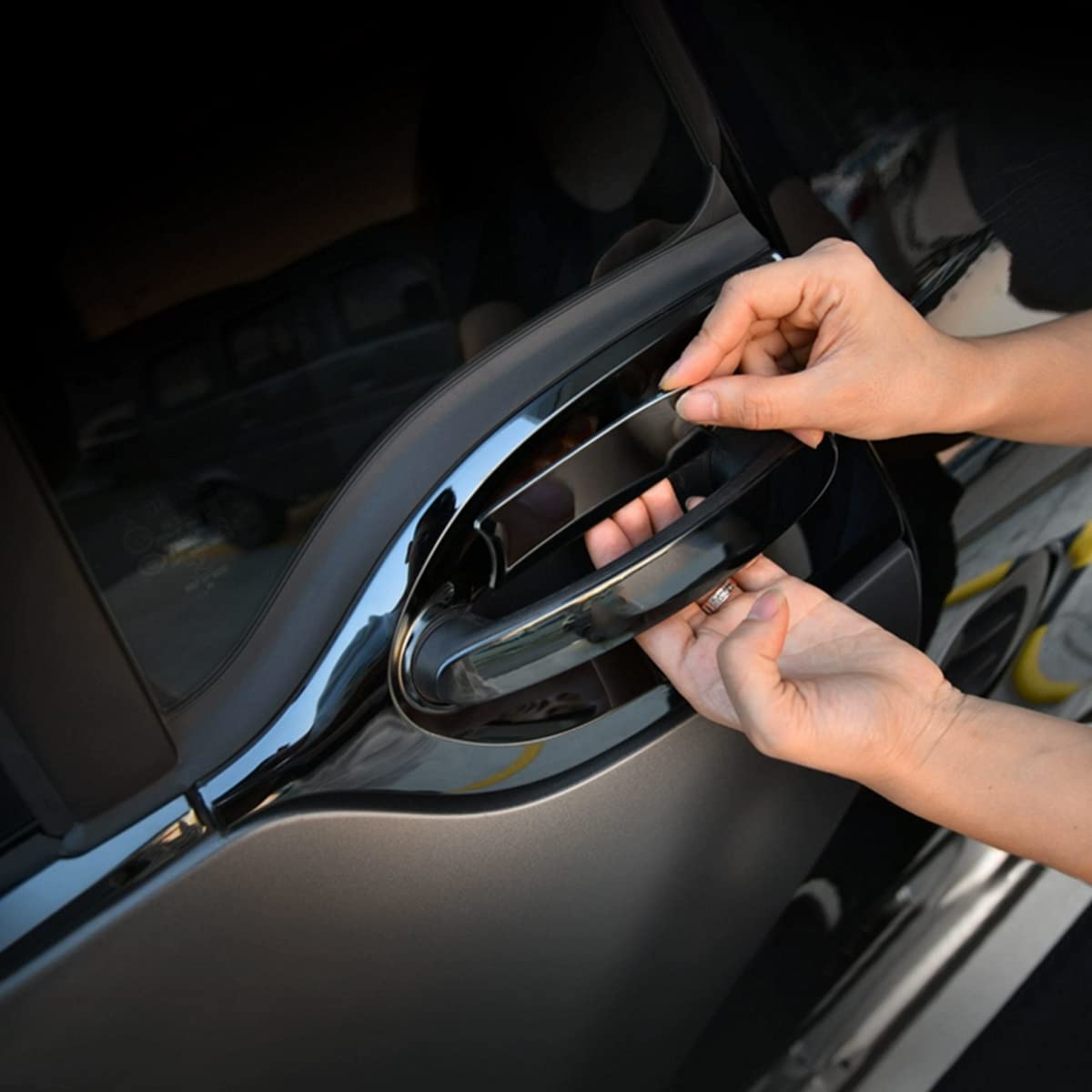 SHIFENG für Smart 453 Fortwo 2015 2016 2017 2018 2019 2020 304 Edelstahl Außentürgriffe Auto-Türgriff-Zubehör (Glänzend Schwarz)