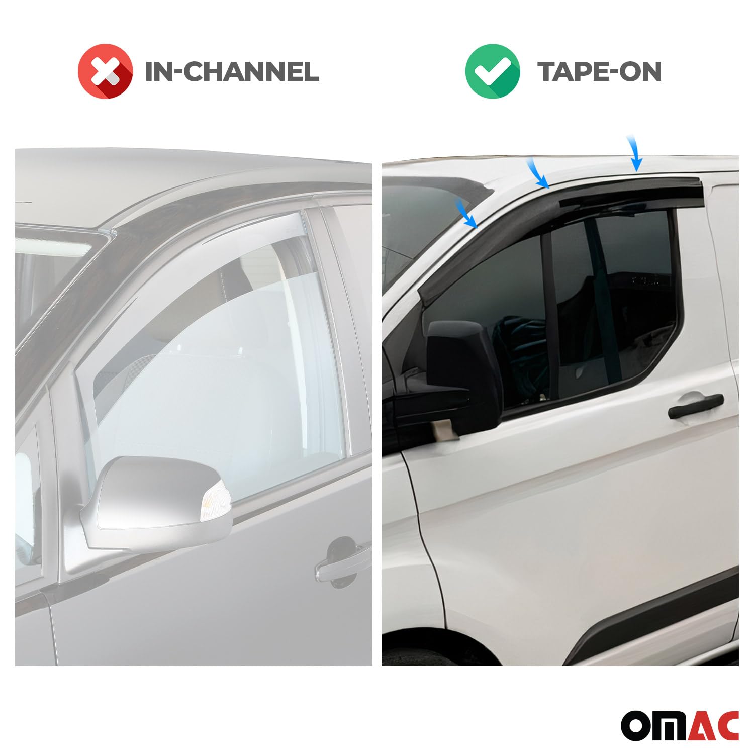 OMAC 2 deflectores de viento y lluvia compatibles con Mercedes Vito Viano W639 2003-2014, color oscuro