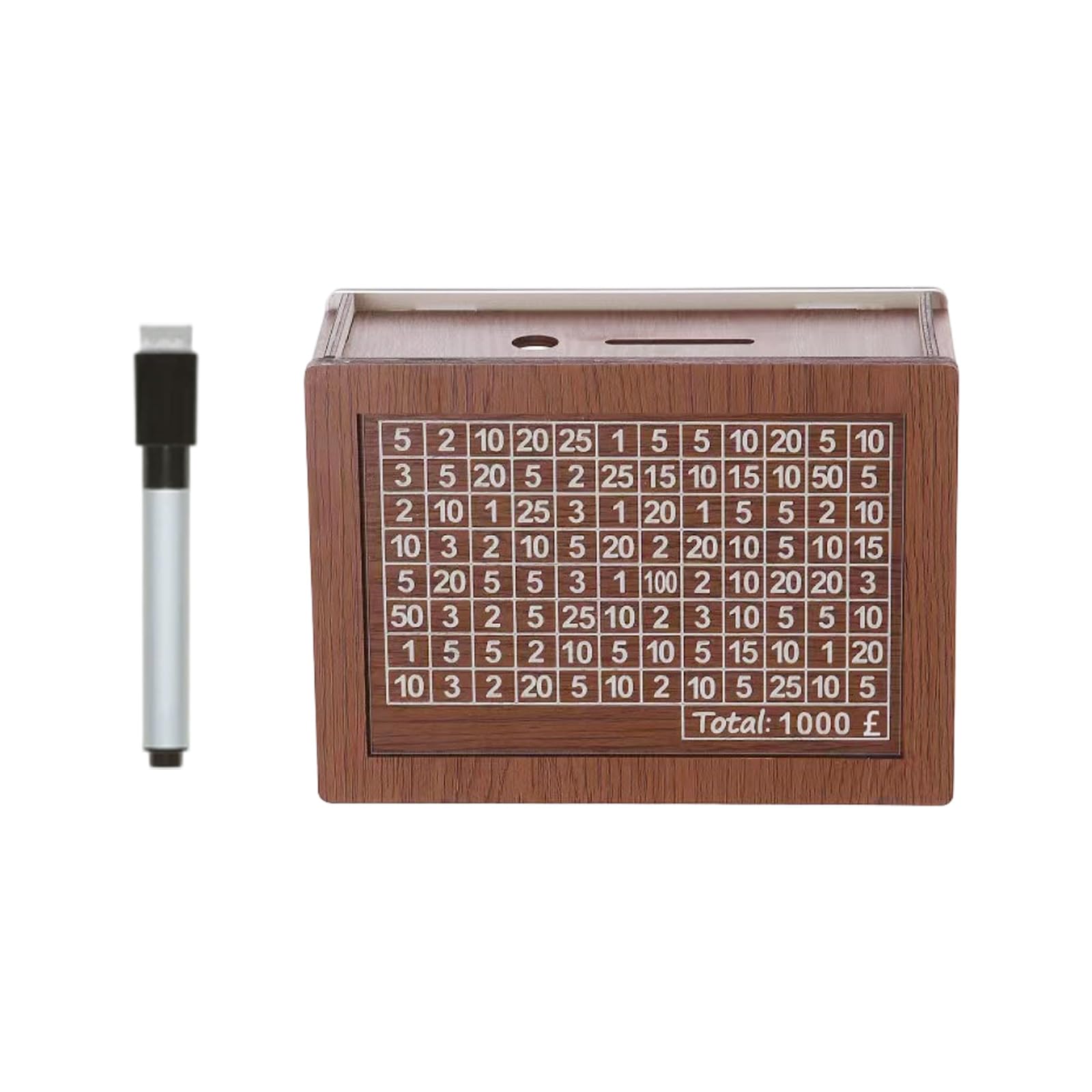 Stylish Wood Money Storage Box Including British Pound Calculation Design for Home Decoration Desktop Ornament Wooden Money Box with Counter