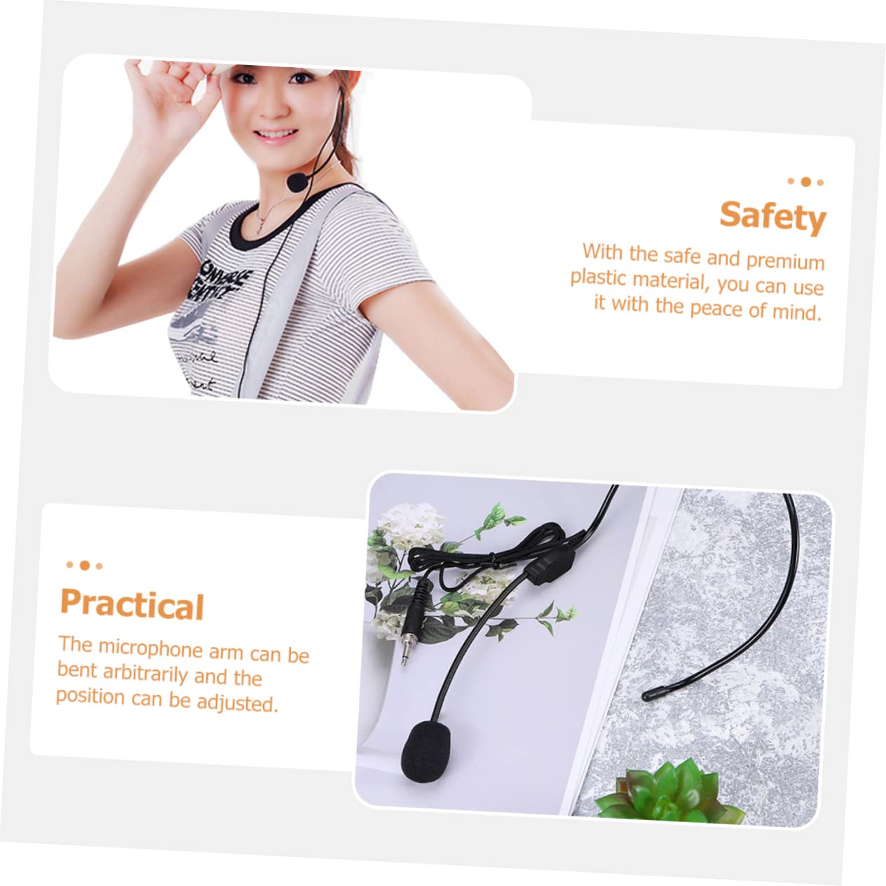 BESTonZON 5pcs Microphone Wired Gaming Headphones Childrens Toys Plastic Amplifier Thread, 15.8CM, Black, 8VYTR2GXG52FP8MO0341XXW0H