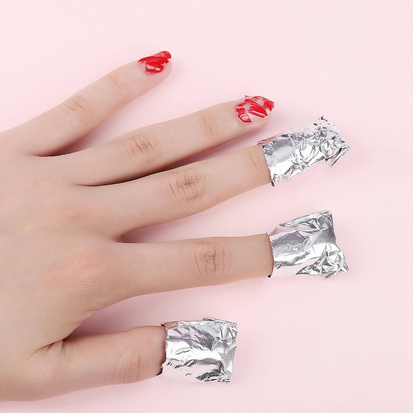 Toyvian Nagellackentferner Wraps tragbare Maniküre Reinigungsfolie 500 Stück Silberfarbene Nagelkunst aus Aluminiumfolie und Baumwolle für Andere Gelegenheiten und Heimgebrauch