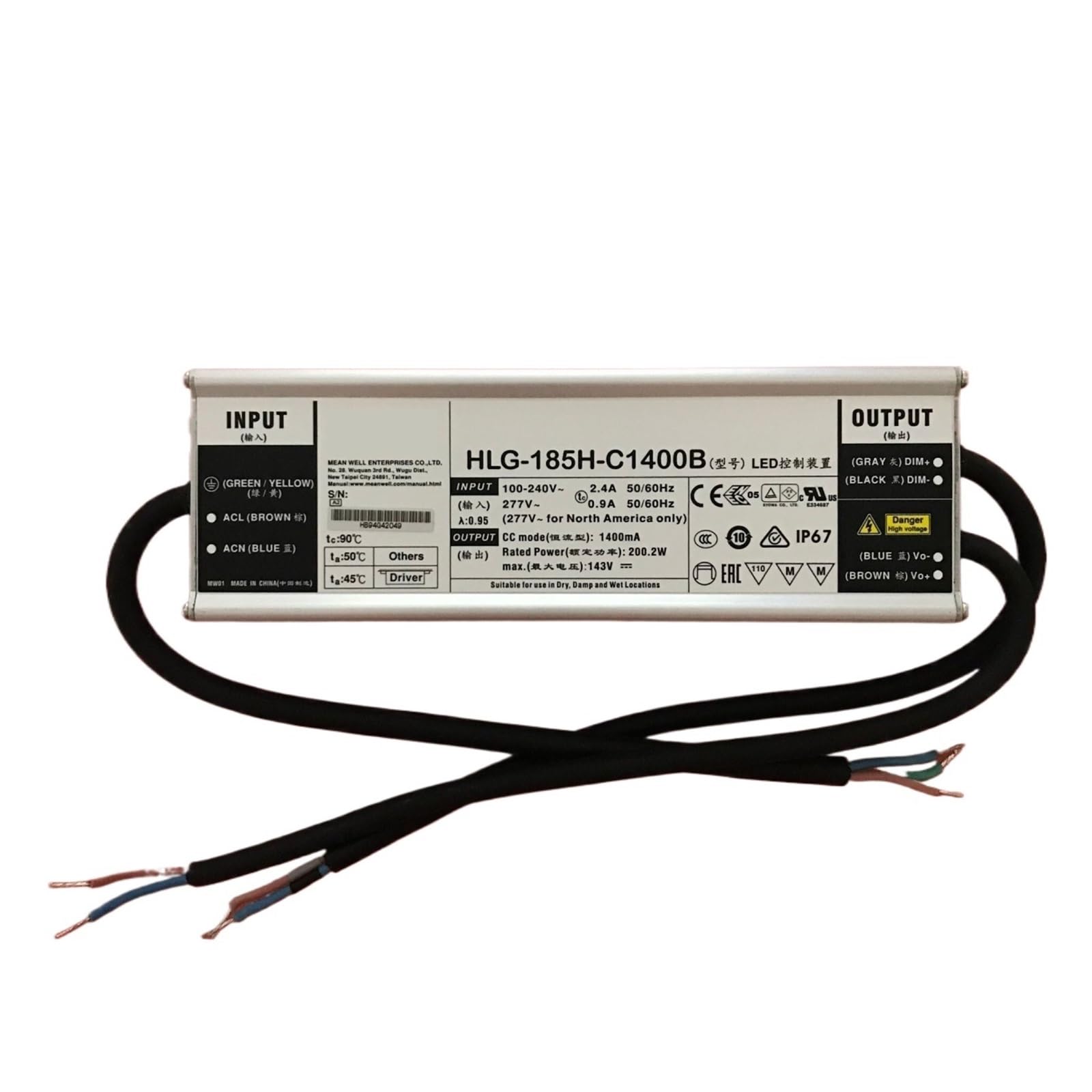 BALYDLUL LED power supply HLG-185H-C500B HLG-185H-C700B HLG-185H-C1050B HLG-185H-C1400B 185W(HLG-185H-C1050B)