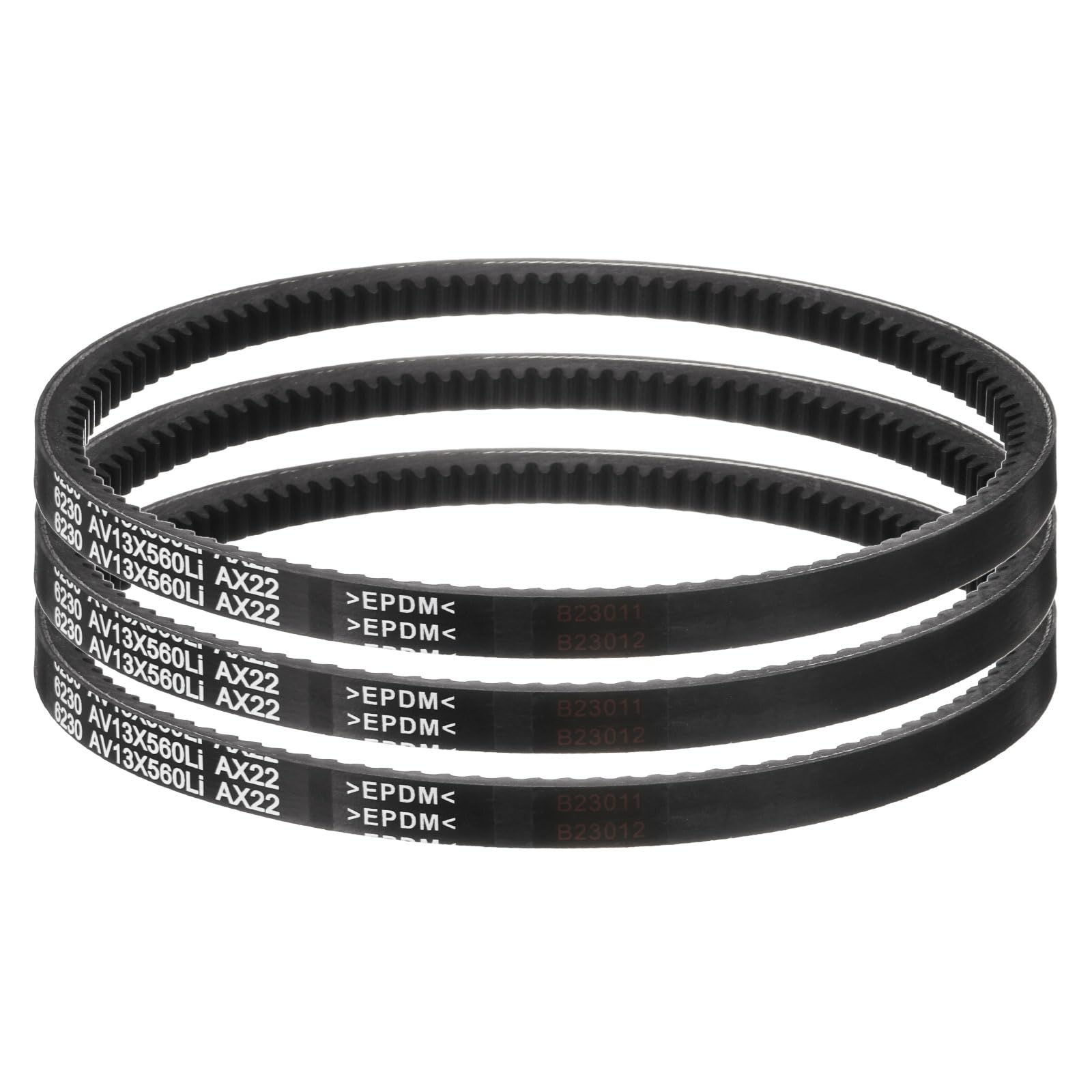 uxcell 3 Pcs AX22 EPDM V-Belt, Raw Edge Cogged Industrial Rubber V Belt 1/2" Width x 22" Inside Circumference