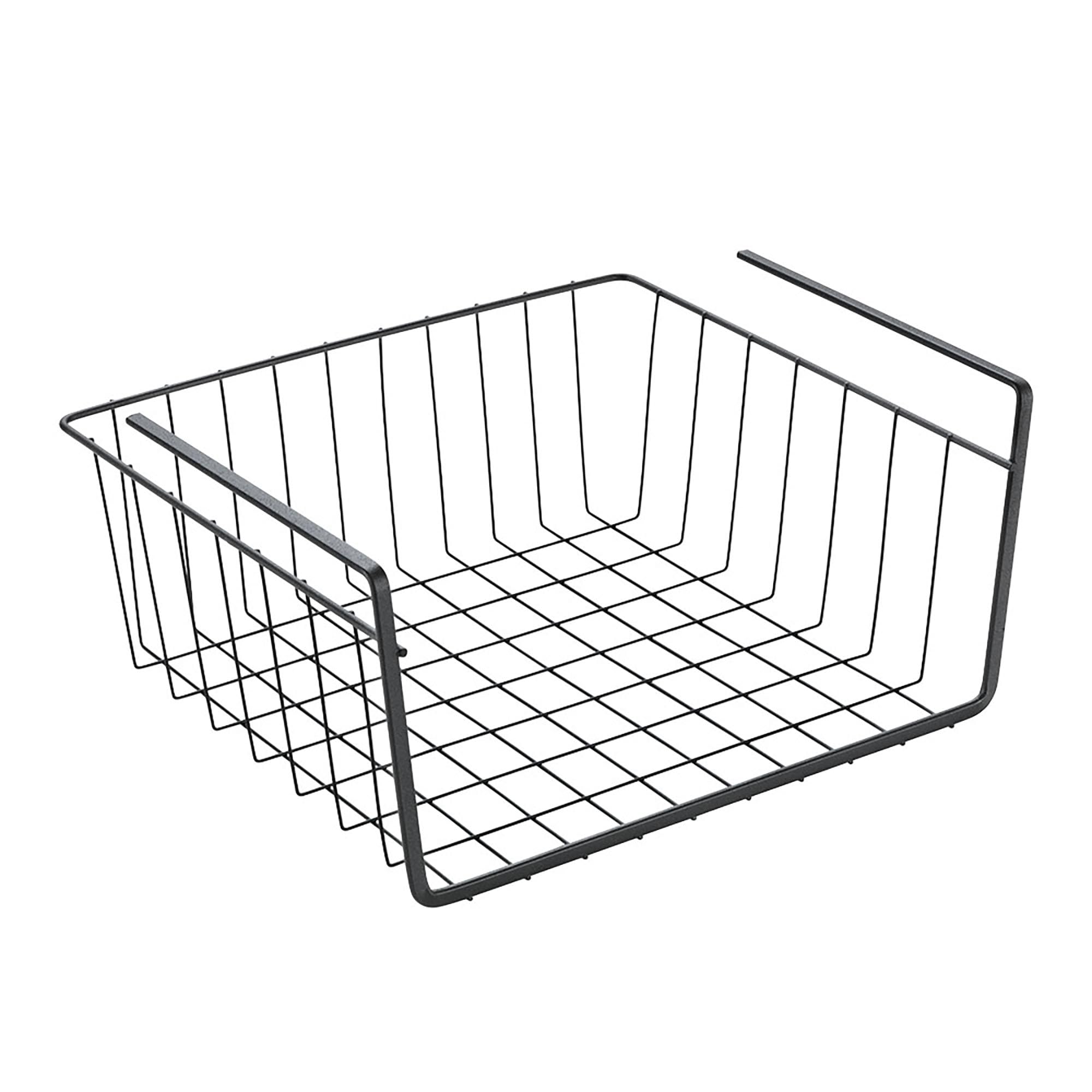 Metaltex Lava Kanguro - Under Shelf Storage Basket - Space-Saving Shelf Organiser - Undershelf Basket for Kitchen Essentials - With Touch-Therm Finish - 30 x 26 x 14cm, Black