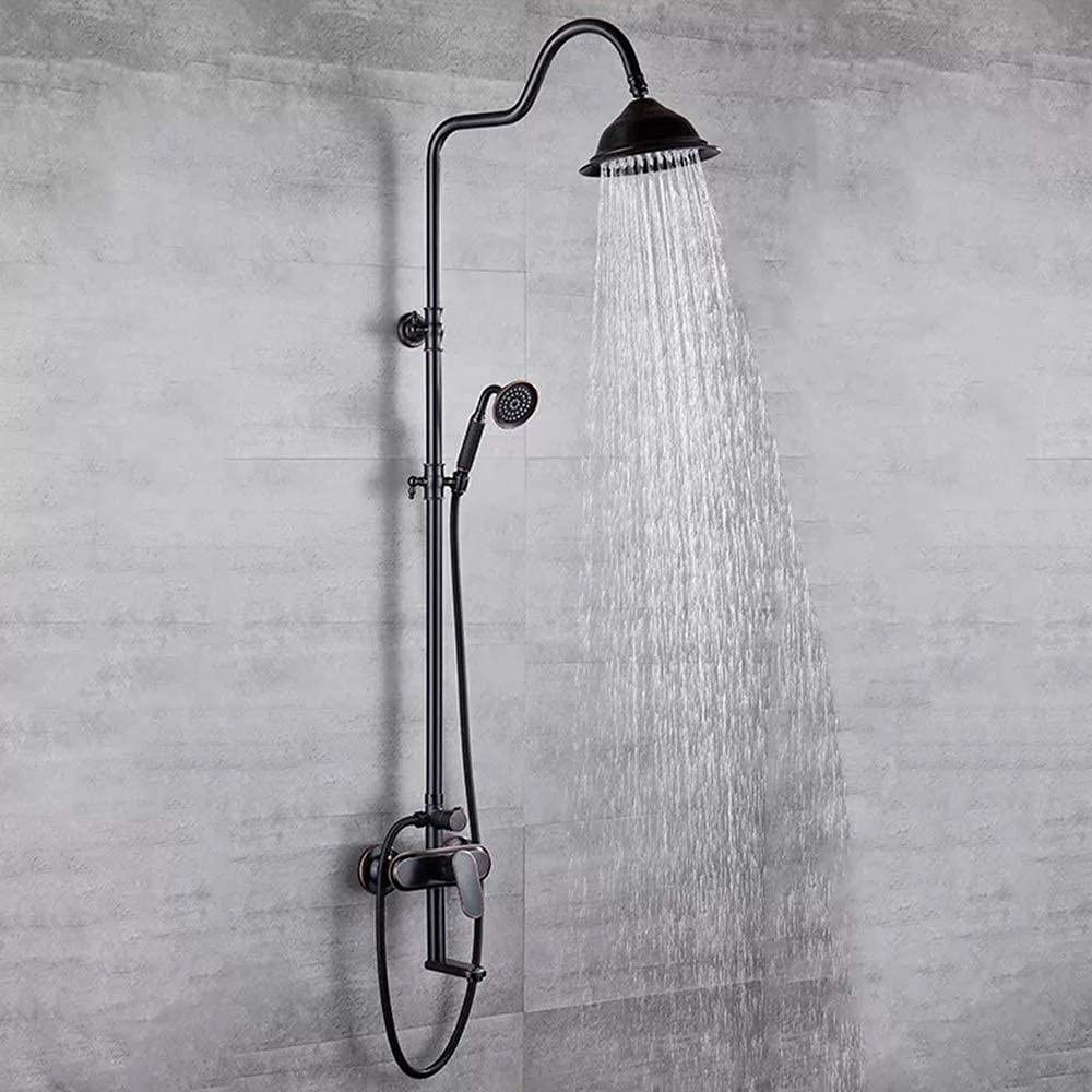 Aycdl Black European Copper Home Shower Head Hot And Cold Water Copper Three-Course Shower Set Interesting Life
