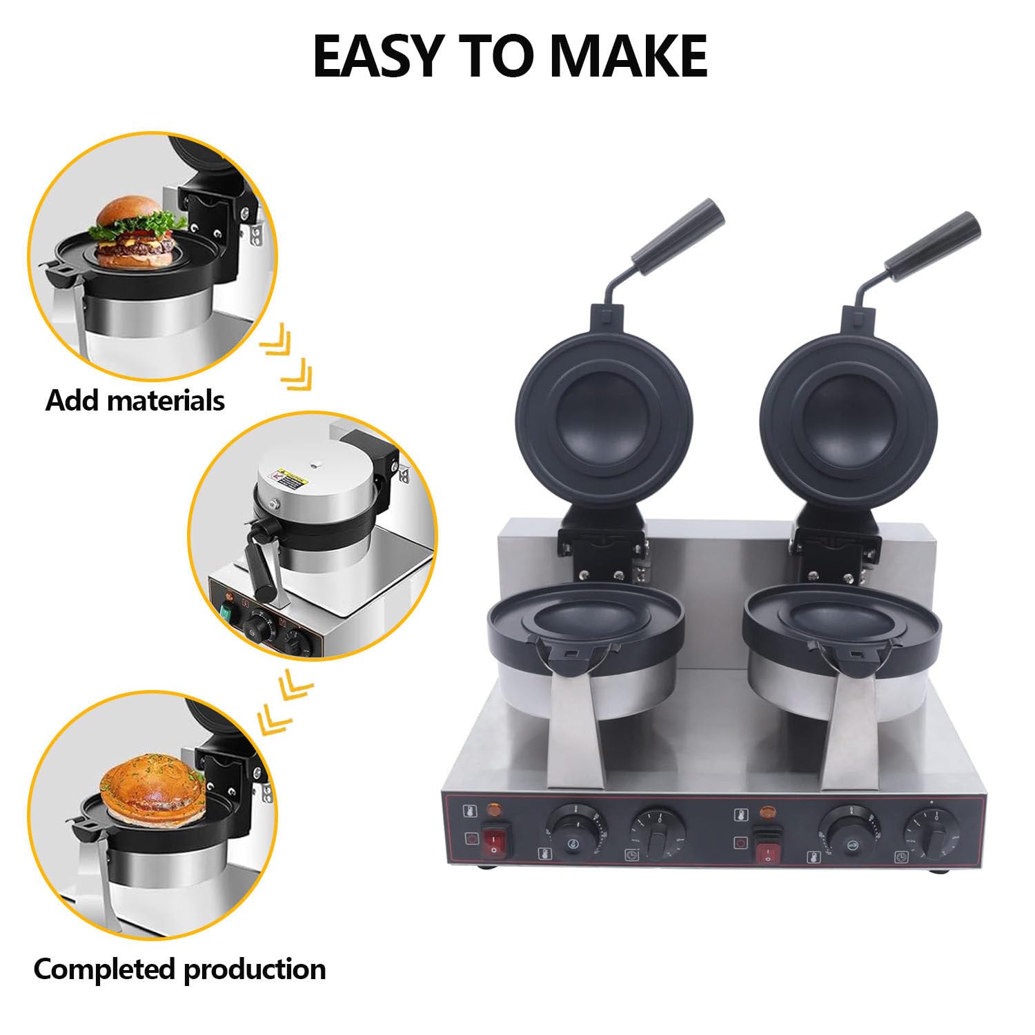 Pressa elettrica Multifunzione Professionale per Hamburger, panini e Waffle, Ideale per ristoranti, Bar e Food Truck, a Testa Singola o Doppia.,DoubleHead