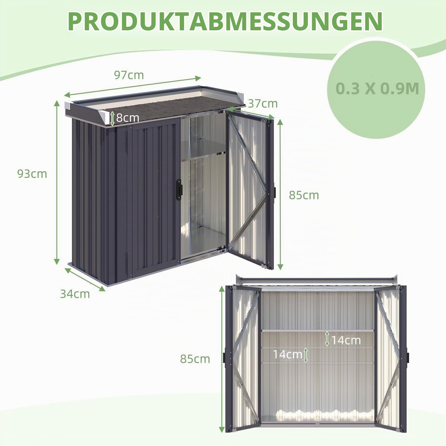 YODOLLA Pflanztisch mit variabel Regalen, wetterfest Gartenschrank, Grau