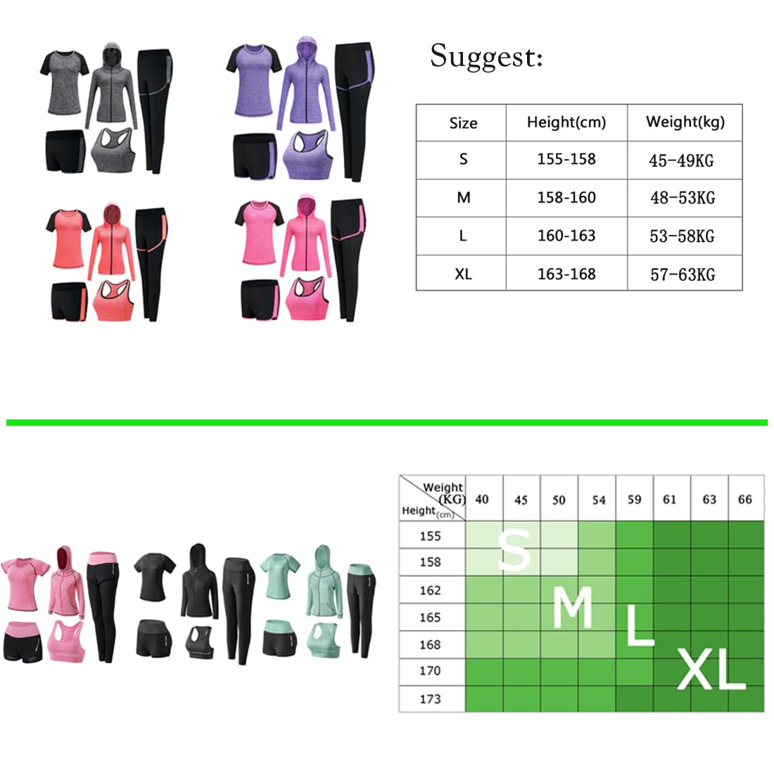 5pcs Abiti da Allenamento per le Donne Set Atletico Tute Sportive Yoga Palestra Fitness Esercizio Vest