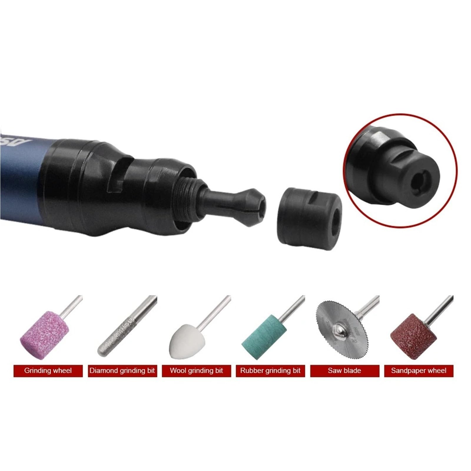 Kit di smerigliatrice pneumatica micro a matita, mini utensile da taglio for lucidatura ad aria alta velocità, penna for incisione