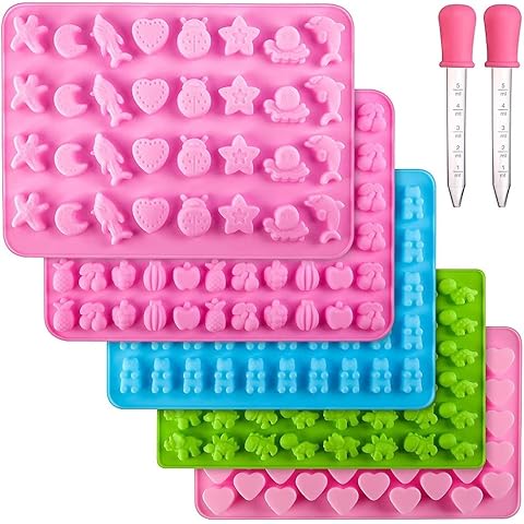 5Pcs Silicone Candy Moulds with Droppers Cover