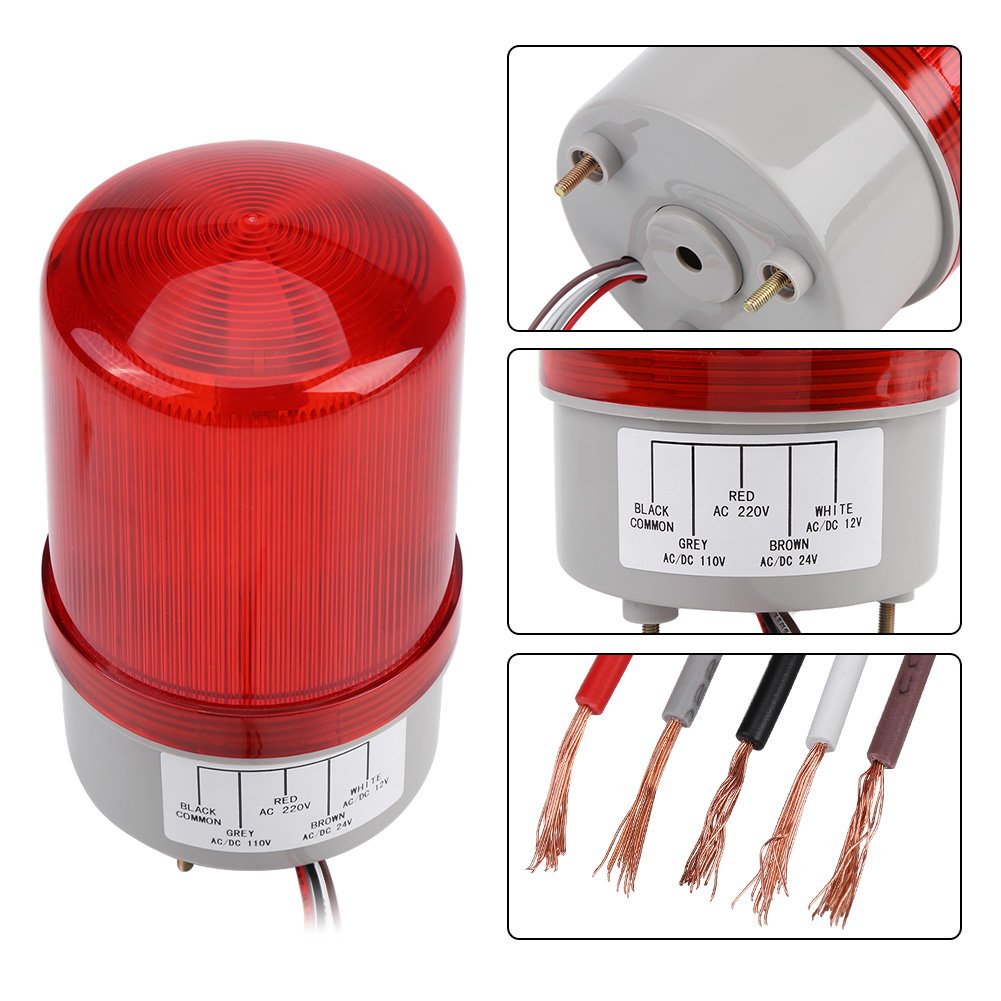 Akozon LED Emergenza Attenzione Lampadina Lampada Faro Rotante Spie Strobe Flash Light Lampada D'avvertimento - AC 220V - Rosso