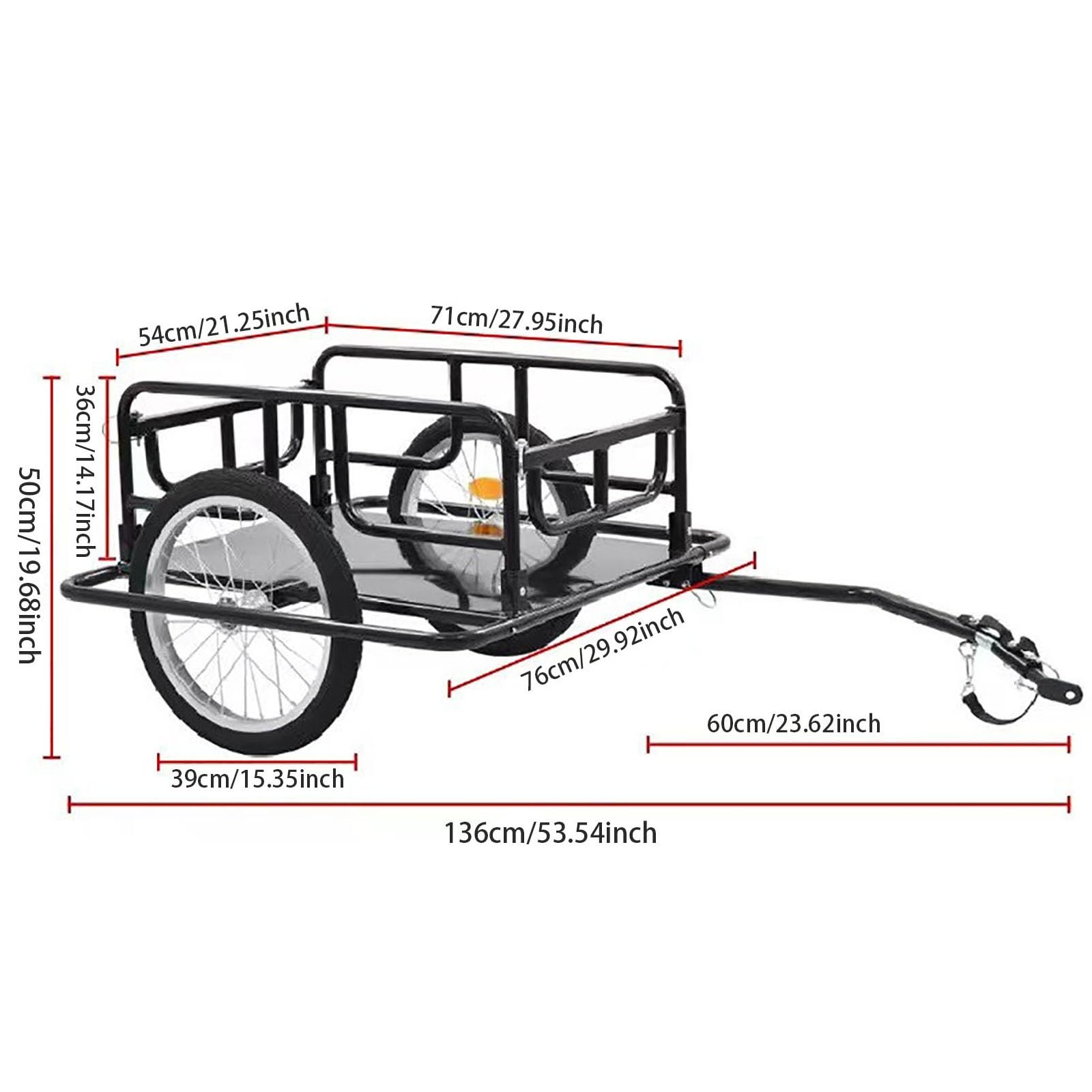 Remolque de carga para bicicleta, remolque de bicicleta duradero con diseño plegable desmontable, carga máxima de 60 kg para transportar equipaje y herramientas