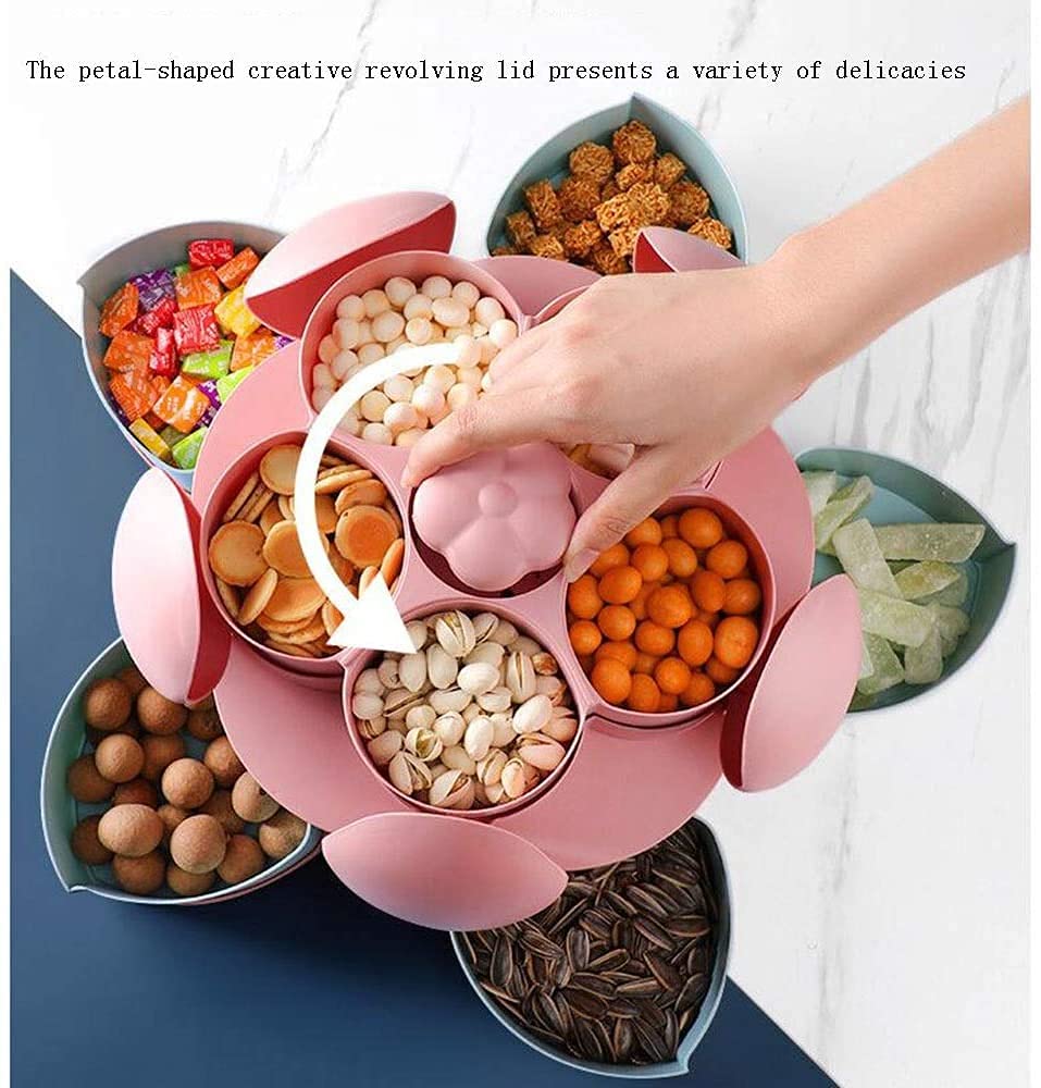 Caja De Frutas Secas Contenedor De Almacenamiento De Dulces De Nueces Bandeja Giratoria De Frutas Secas Placa De Rejilla Caja De Almacenamiento De Sala De Estar De Meriendas Adecuada for Dulces De Nue