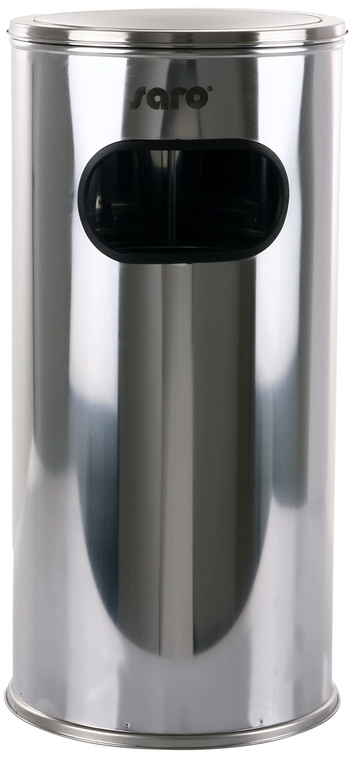 SARO REMCO Cubo de basura con cenicero, acero inoxidable, 300 x 300 x 605 mm, 18 l, depósito interior galvanizado, borde de plástico