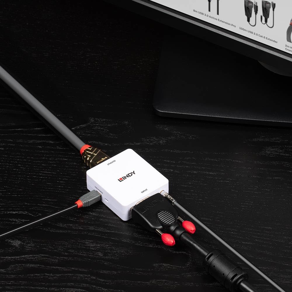 Lindy 38165 convertidor de video - Conversor de vídeo (480i,480p,576i,576p,720p,1080i,1080p, 6,75 Gbit/s, Negro, HDMI, 100/240 V, 87 mm)