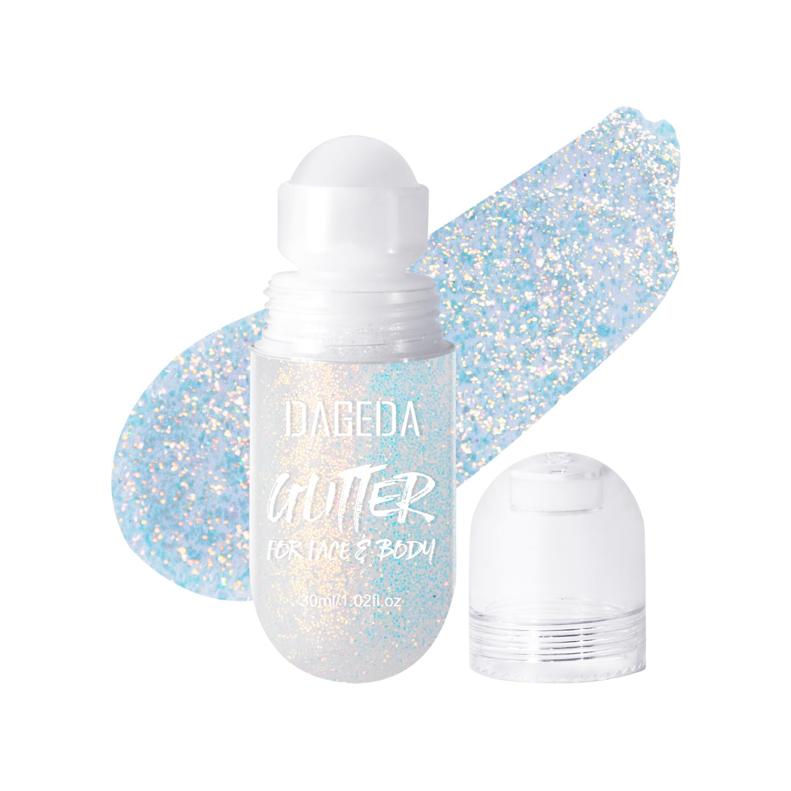 DAGEDA Body Glitter Gel, Roll-on Face Glitter for Mermaid Makeup Festival Rave Accessories, Holographic Hair Glitter Gel,Body Shimmer Halloween Makeup