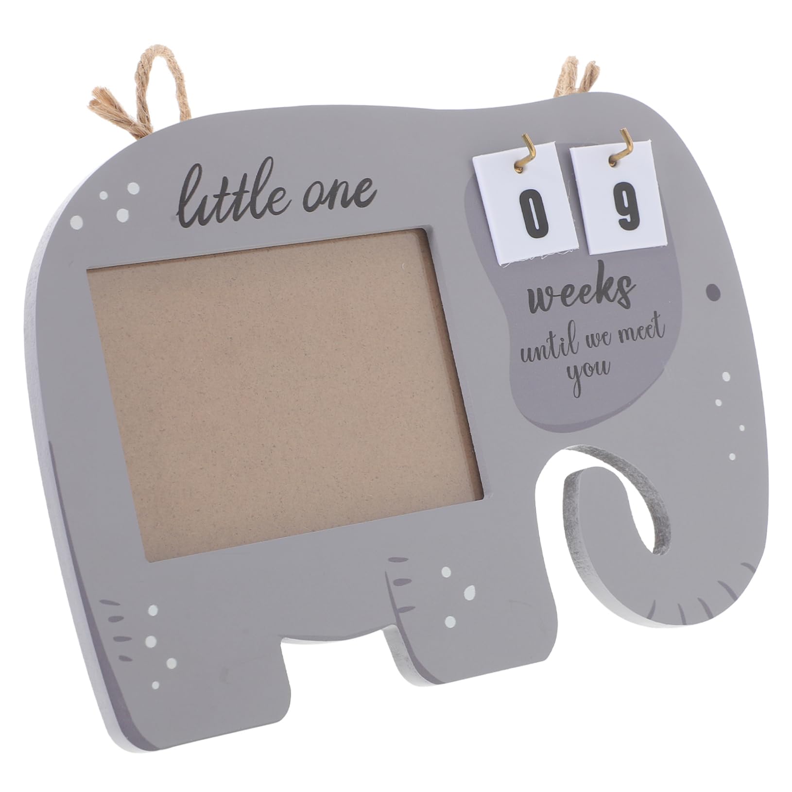 Hemoton Photo Frame Wooden Elephant Sonogram Picture Frame Milestone Month Photo Board Newborn Present