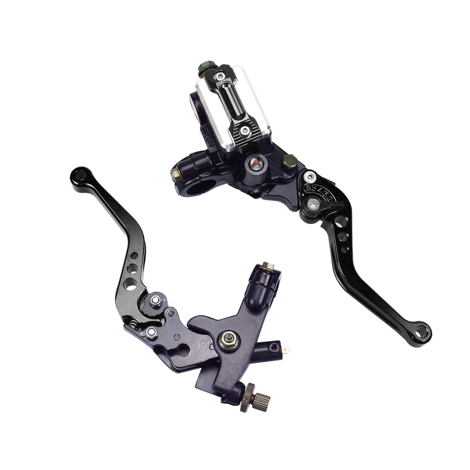 TASAN RACING 1 Pair 7/8" Handlebar Universal Motorcycle Brake Clutch Lever with Master Cylinder Reservoir for Harley Honda Yamaha Kawasaki Suzuki Black