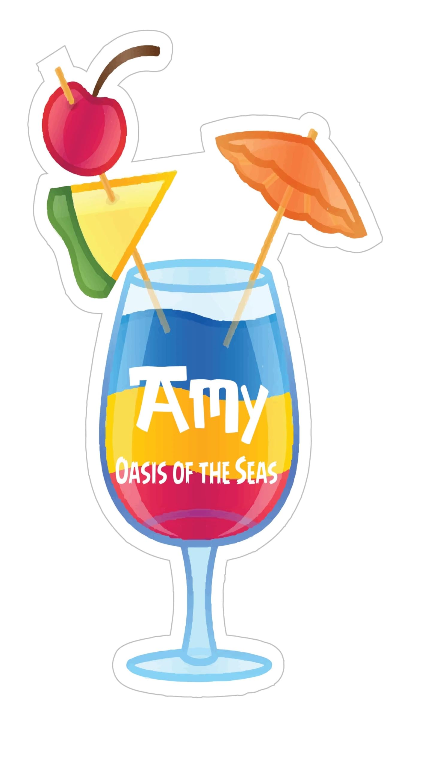 Cruise Ship Door Decorations Rainbow Drink Custom Magnet Personalized, Funny & Fun Party Decor - Decorative Magnetic Favors for Fridge, Locker, Whiteboard - Ships Stateroom