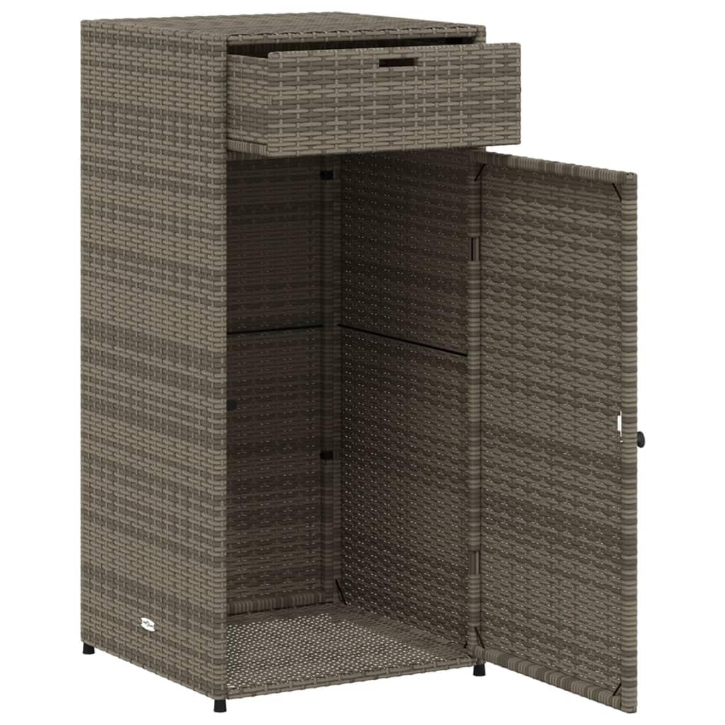 KOIECETA Gartenschrank Geräteschrank mit viel Stauraum Beistellschrank Schrank mit Türen Balkonschrank Terrassenschrank Poly Rattan (Grau, 55x55x111 cm)