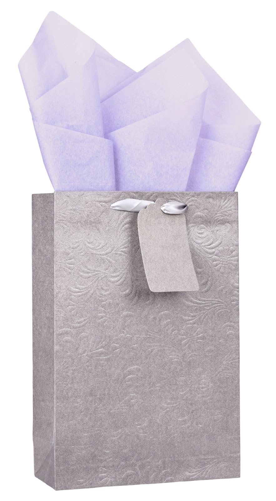 KidsyWinsy Pack Of 5 Pastel Grey Gift Bag (Small,7 * 3 * 10.5 Inches) With Tissue & Thank You Card - Paper Gift Bags | Return Gift Bags For Pooja, Baby Shower, Festive Gifting, Birthday, Wedding
