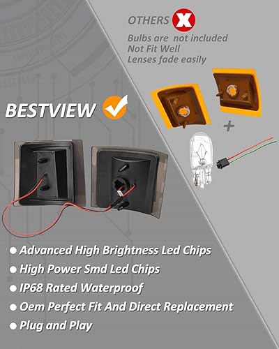 Miniatura 4 de Bestview Kit de montaje de luces de esquina delantera compatible con Chevy CK Series 1500 2500 3500Chevy TahoeChevy SuburbanChevy Silverado 1994